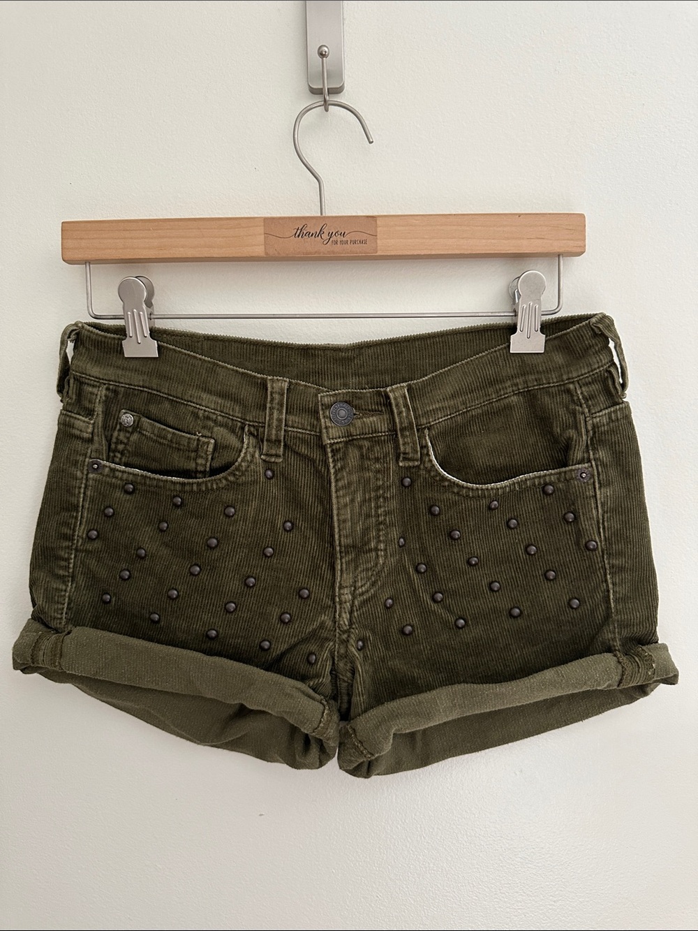 Denim Suply Ralph Lauren Women’s Corduroy Shorts Size 25 Studded Stretch Cuffed